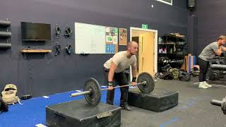 Block power clean + power jerk demonstration