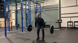 2 pause hang power clean (above knee + catch) demonstration